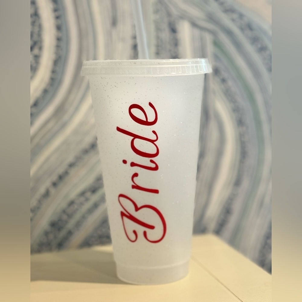 Reusable Tumblr, white glitter